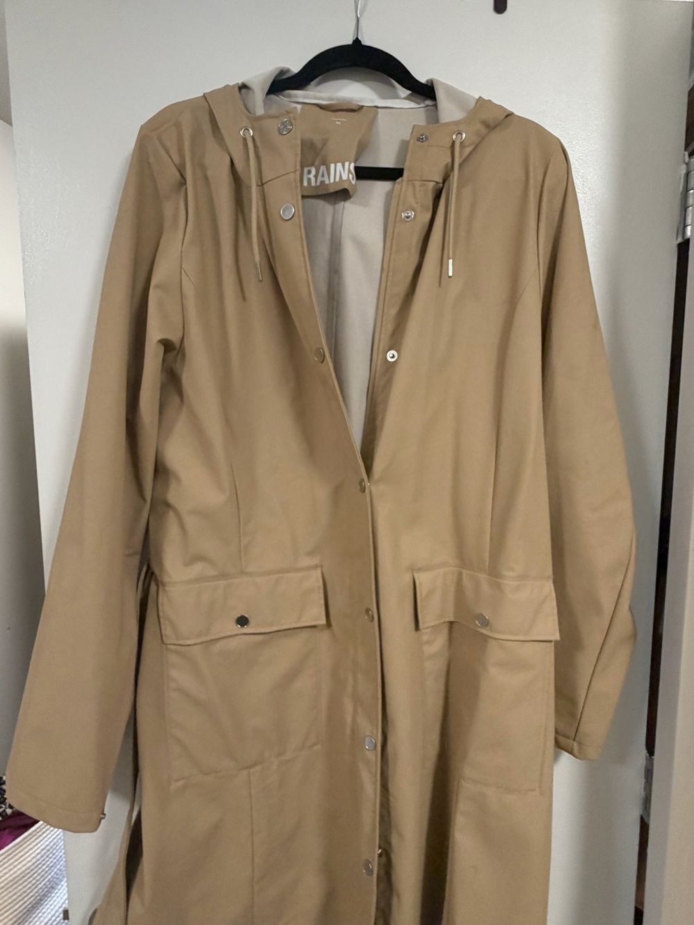 Rains Women's Beige Hooded Trench Coat